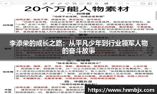 李添荣的成长之路：从平凡少年到行业领军人物的奋斗故事