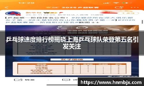 乒乓球速度排行榜揭晓上海乒乓球队荣登第五名引发关注